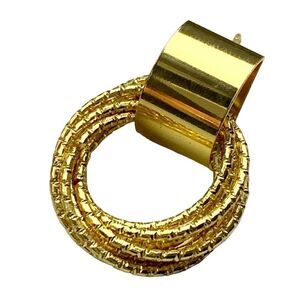Doorknocker Earrings, 14k Gold Plated Twisted Circle Hoops, Modern Studs Unisex